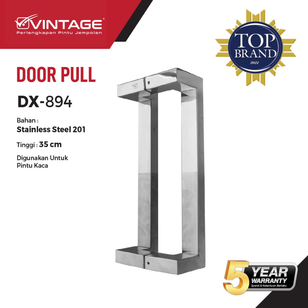 GAGANG PINTU KACA RUMAH STAINLESS STEEL VINTAGE DX 894