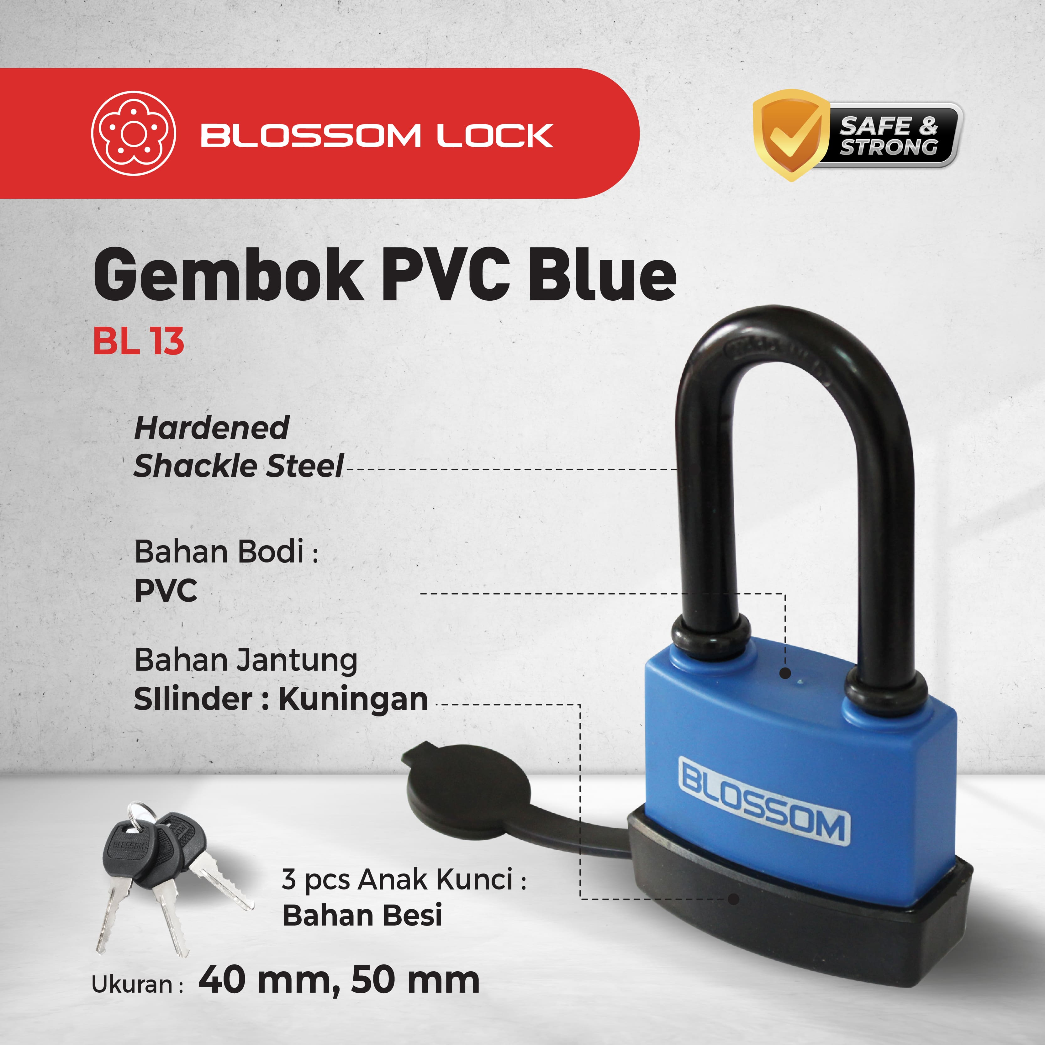 GEMBOK PAGAR PVC BLUE PANJANG BLOSSOM