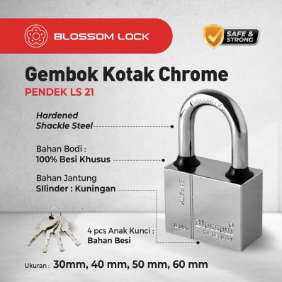 GEMBOK KOTAK PENDEK CHROME BLOSSOM