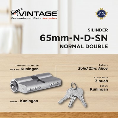 SILINDER KUNCI PINTU 65MM ANAK KUNCI BIASA DOUBLEOPEN VINTAGE