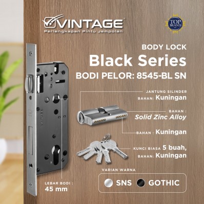 BODY KUNCI PINTU BESI VINTAGE BLACK SERIES PELOR 8545 BL-SN