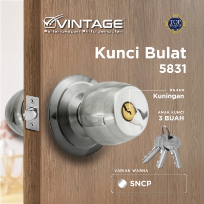 GAGANG PINTU BULAT STAINLESS STEEL VINTAGE 5831